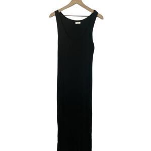 STORQ Black Rib Knit Sleeveless Maternity Stretchy Maxi Dress Sz M-L**